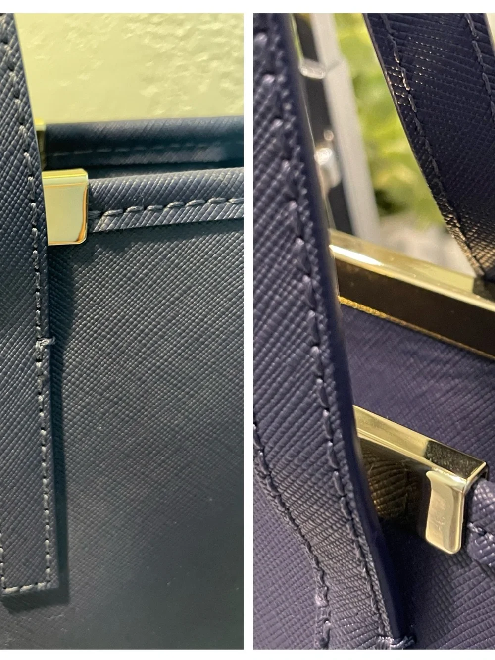 Ted Baker Navy Saffiano Leather Tote Bag
